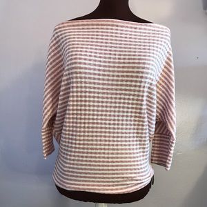 Daytrip M Pink/White Striped 3/4 Sleeve Blouse